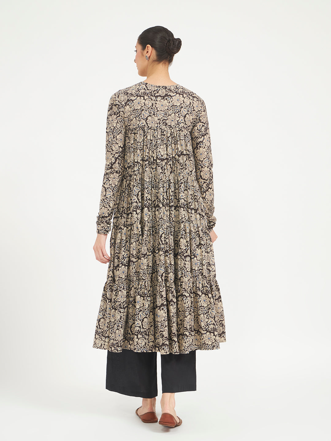 Black Paisley Printed Pure Cotton Anarkali Kurta