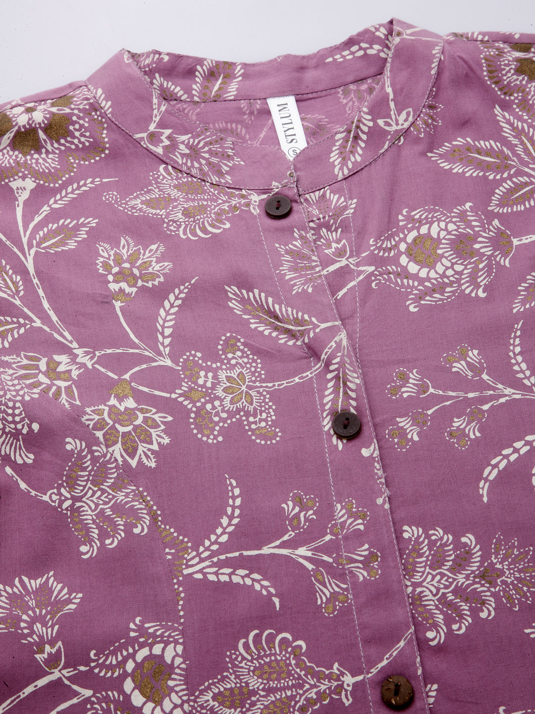 Mauve-Rayon-Floral-Print-A-Line-Kurta-Only