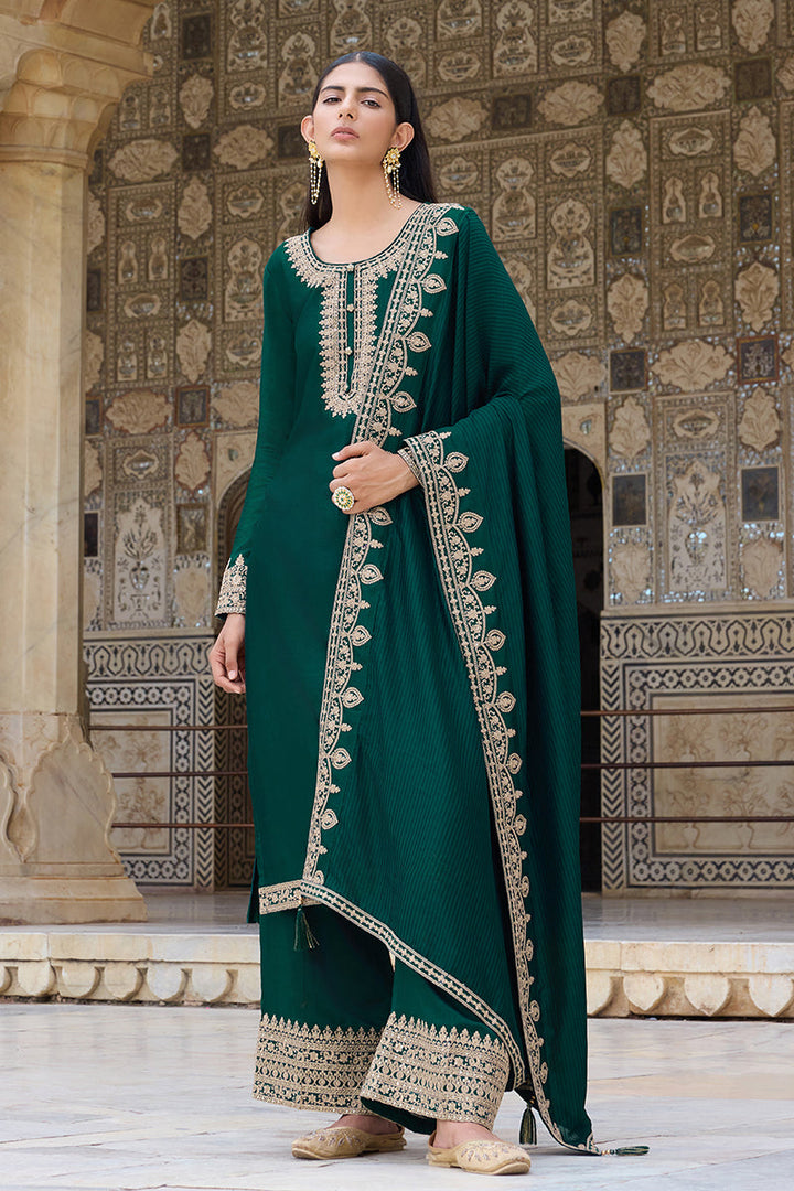 Green-Silk-Blend-Solid-Embroidered-Straight-Kurta-Set