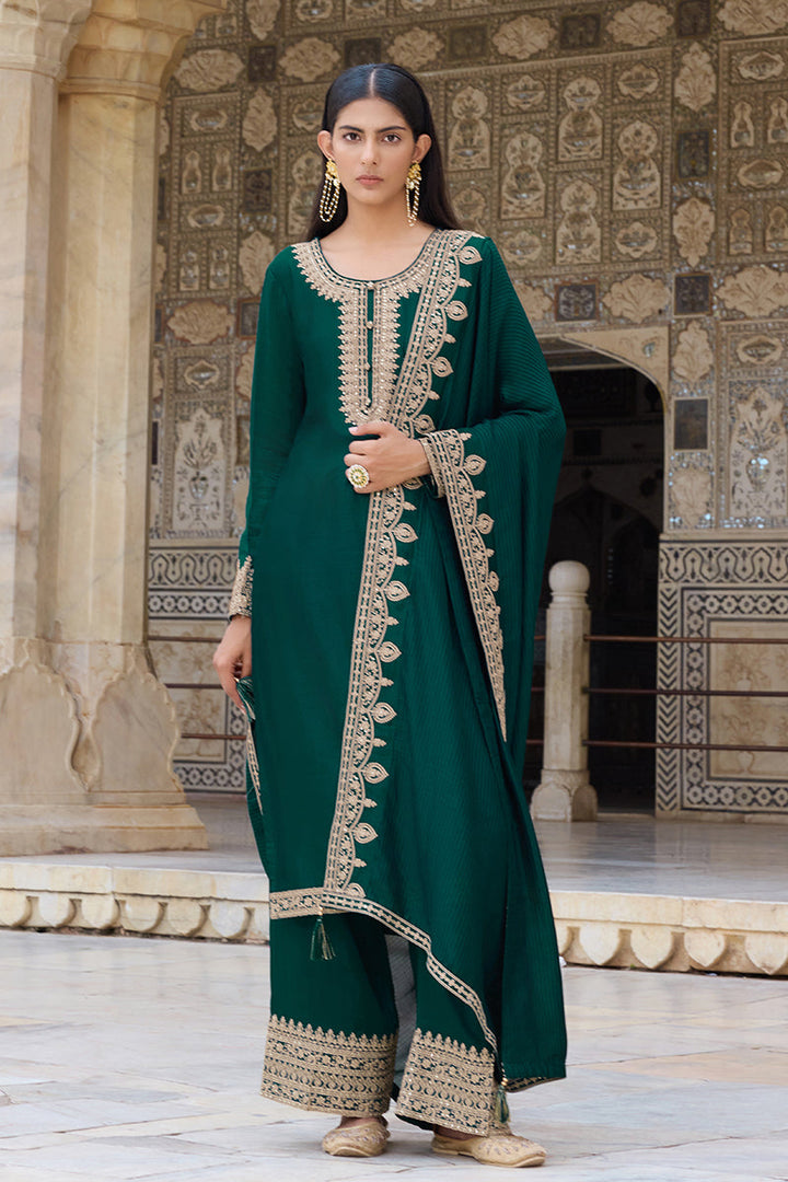 Green-Silk-Blend-Solid-Embroidered-Straight-Kurta-Set