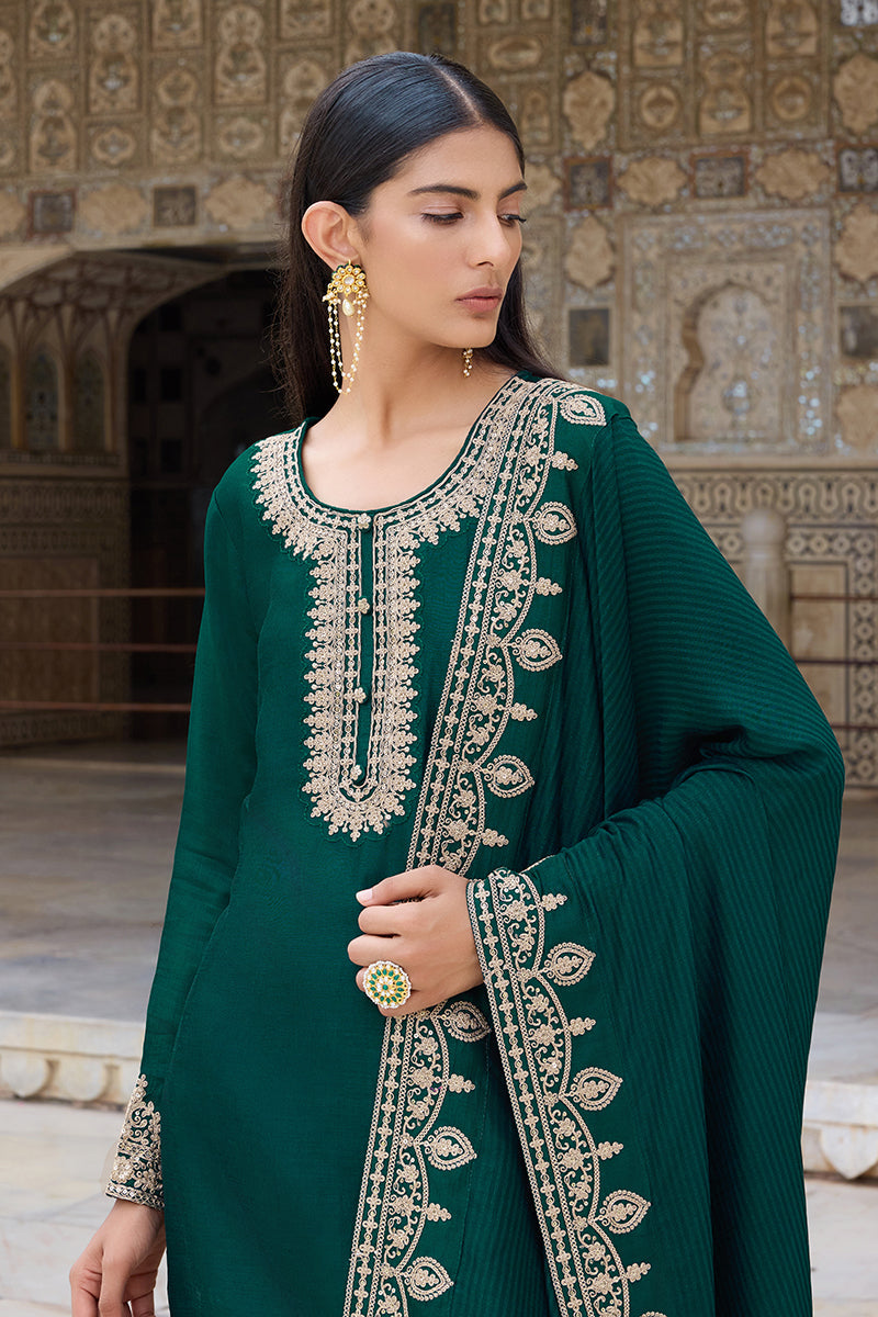 Green-Silk-Blend-Solid-Embroidered-Straight-Kurta-Set