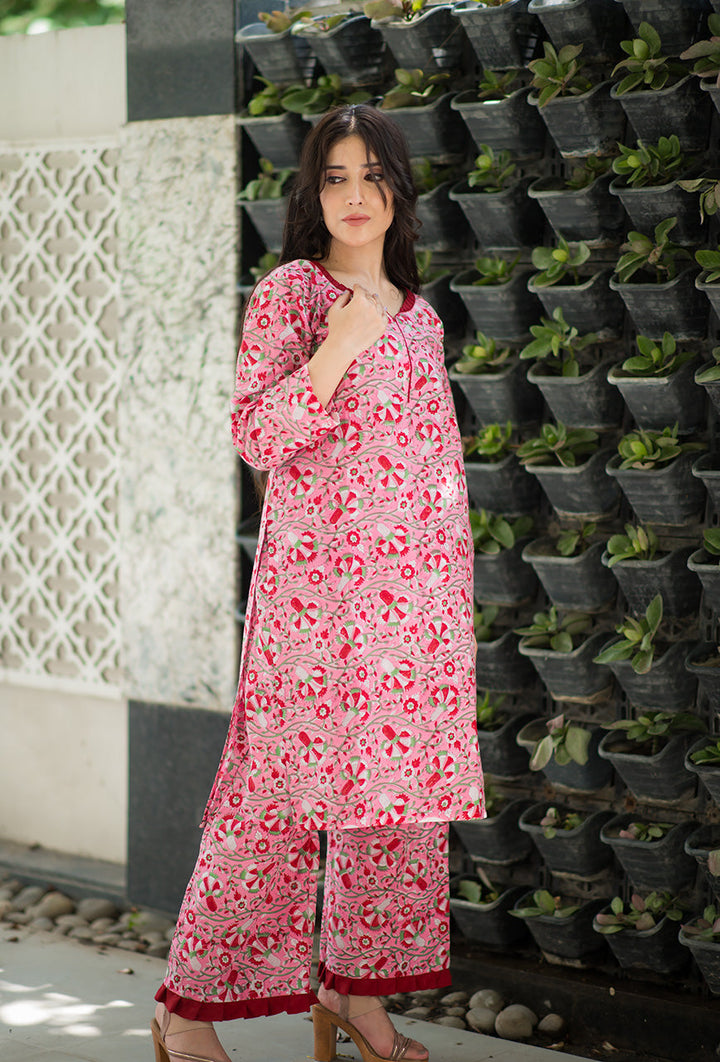 Frilly-Pink-Cotton-Hand-Block-Print-2-Piece-Kurta-Set