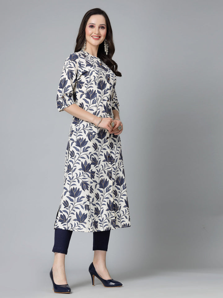 Blue-Rayon-Floral-Printed-A-Line-Kurta-Only