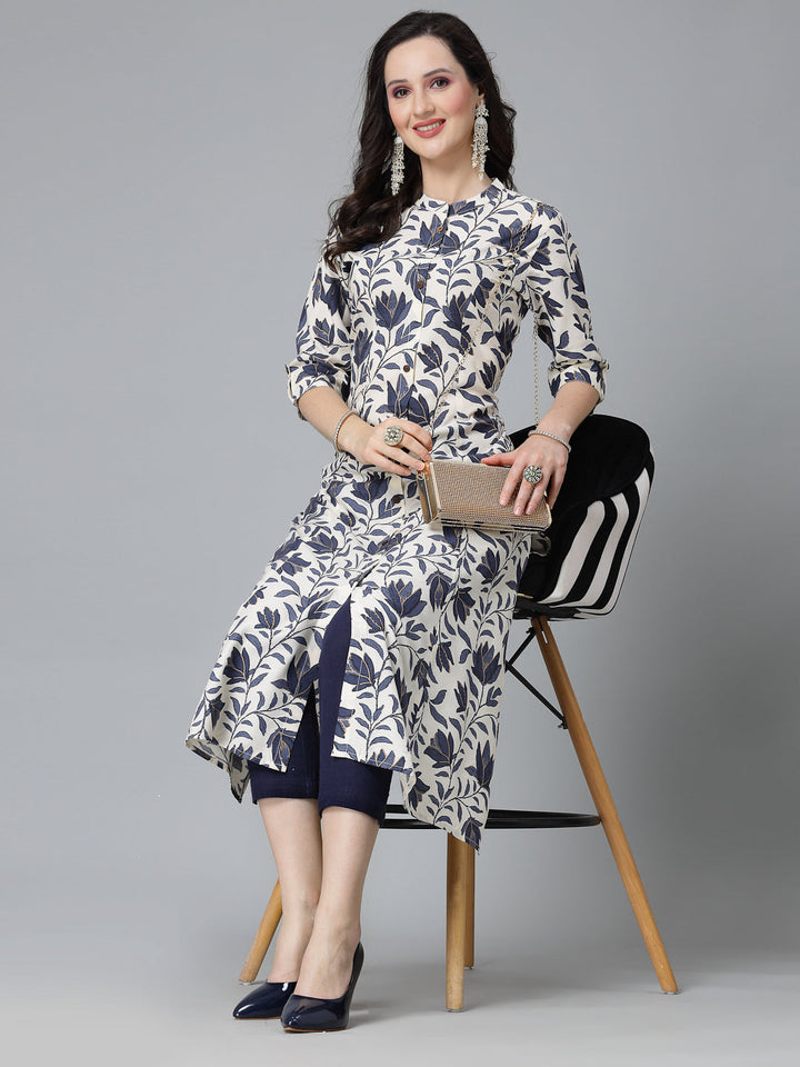 Blue-Rayon-Floral-Printed-A-Line-Kurta-Only