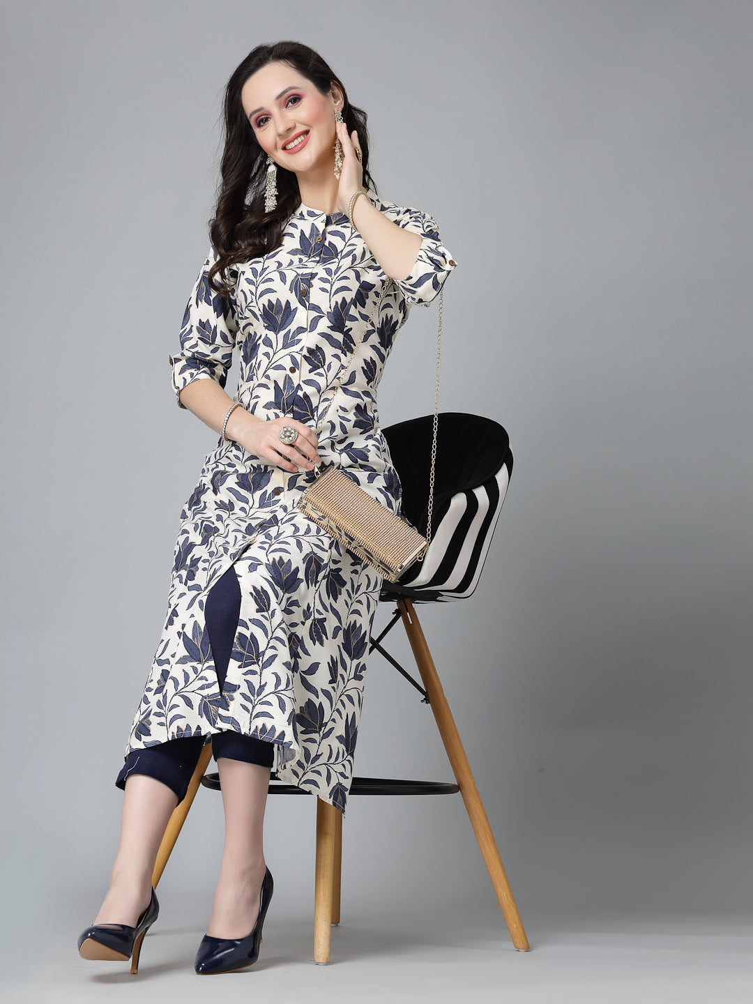 Blue-Rayon-Floral-Printed-A-Line-Kurta-Only