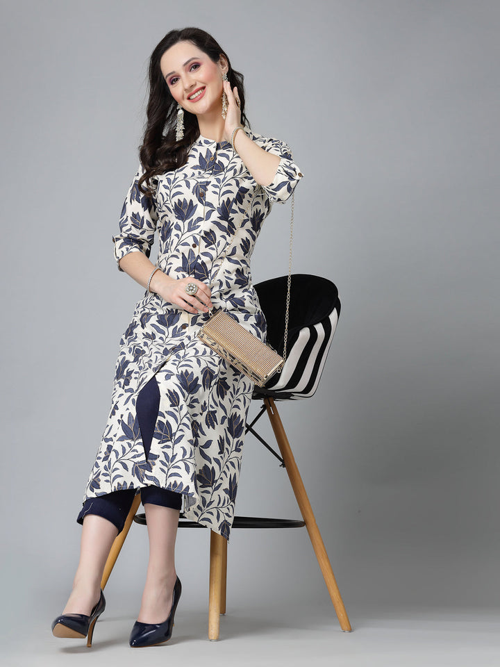 Blue-Rayon-Floral-Printed-A-Line-Kurta-Only