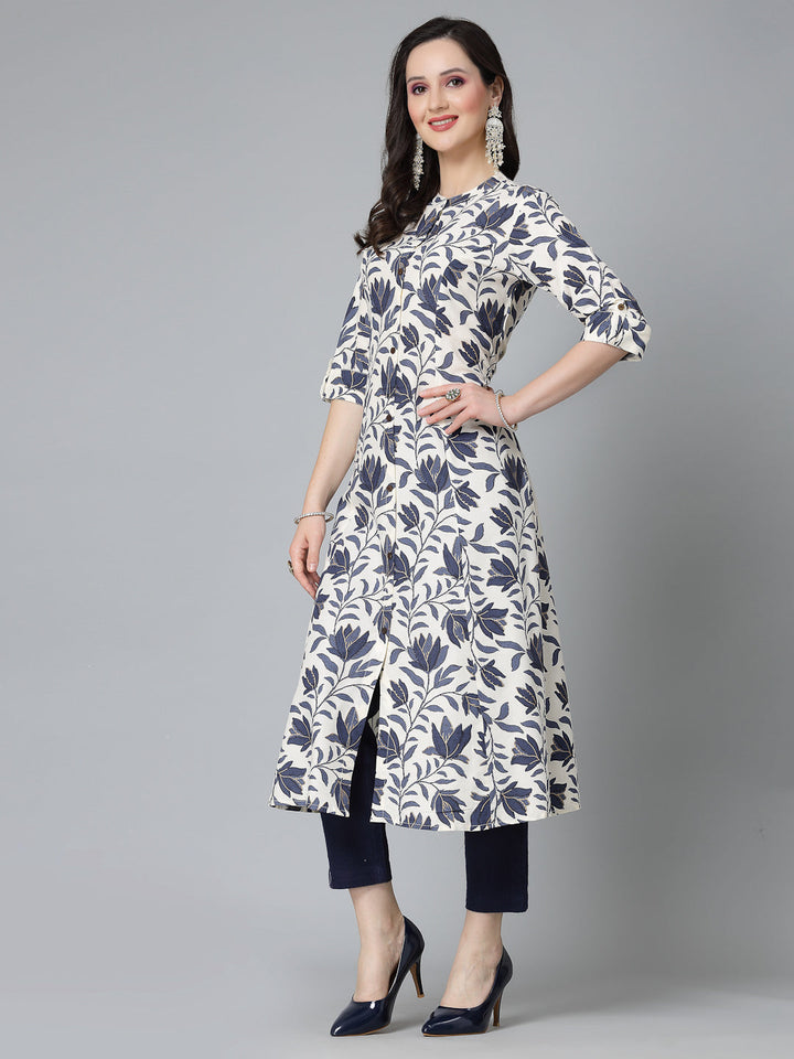 Blue-Rayon-Floral-Printed-A-Line-Kurta-Only