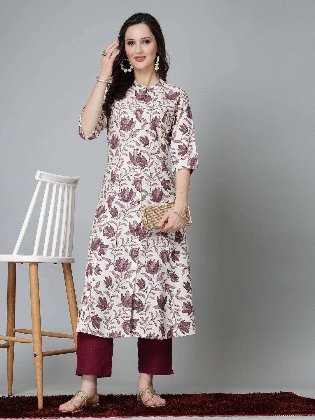 Mauve-Rayon-Floral-Printed-A-Line-Kurta-Only