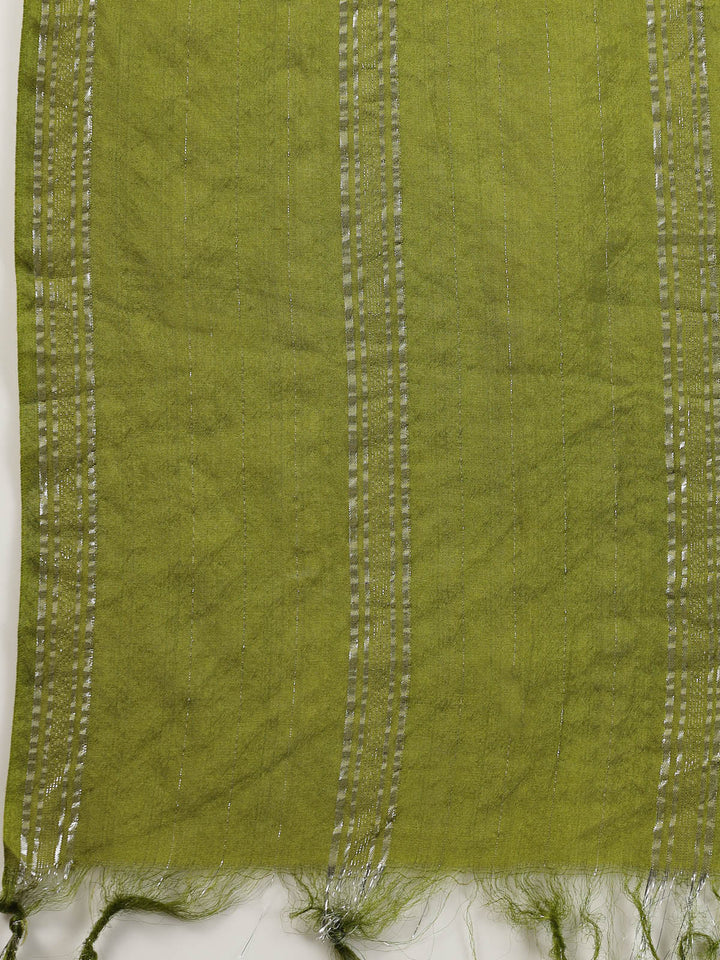 Green-Cotton-Embroidered-Tiered-2-Piece-Kurta-Set