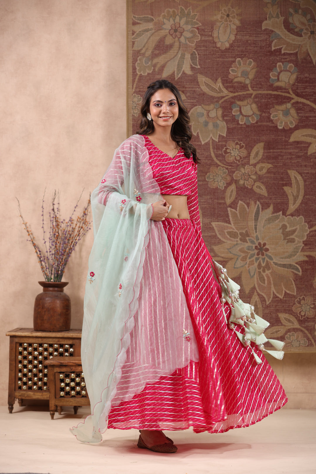 Gangaur-Pink-Kota-Doriya-Leheriya-Lehnga-Set