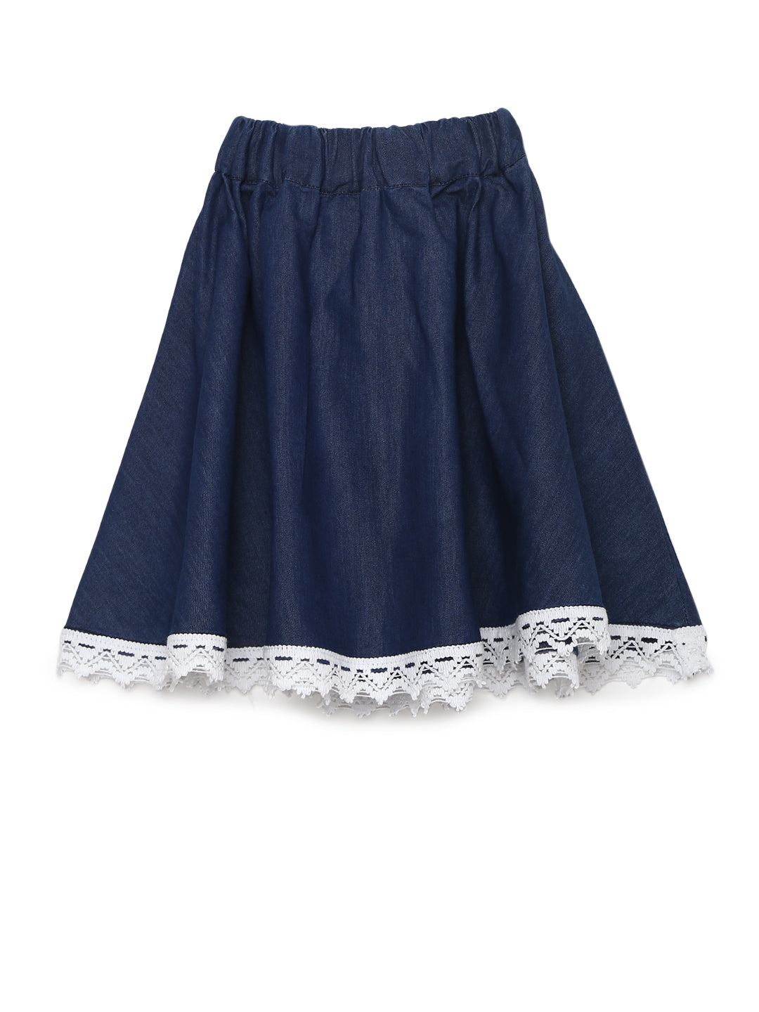 Girls Dark Denim Skirt With Bow Tie Belt
