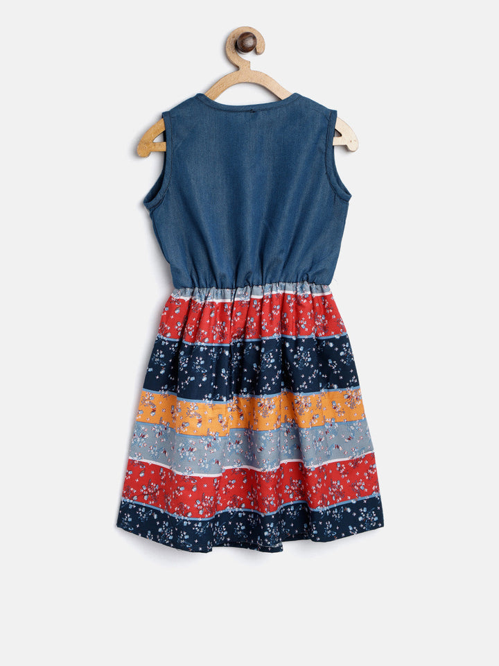 Girls Multicolored Cotton Stripe Dress