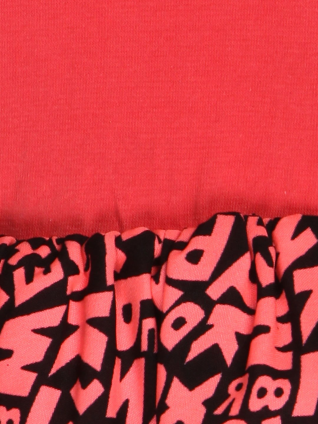 Girls Pink Polyester Crepe Alphabet Printed Dress