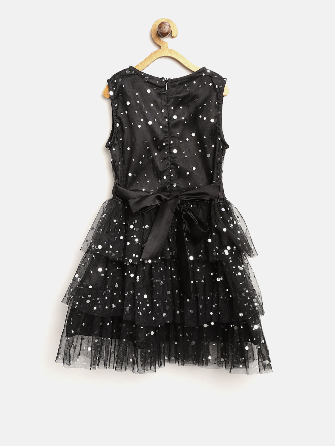 Girls Black Net Embellished Party Dress