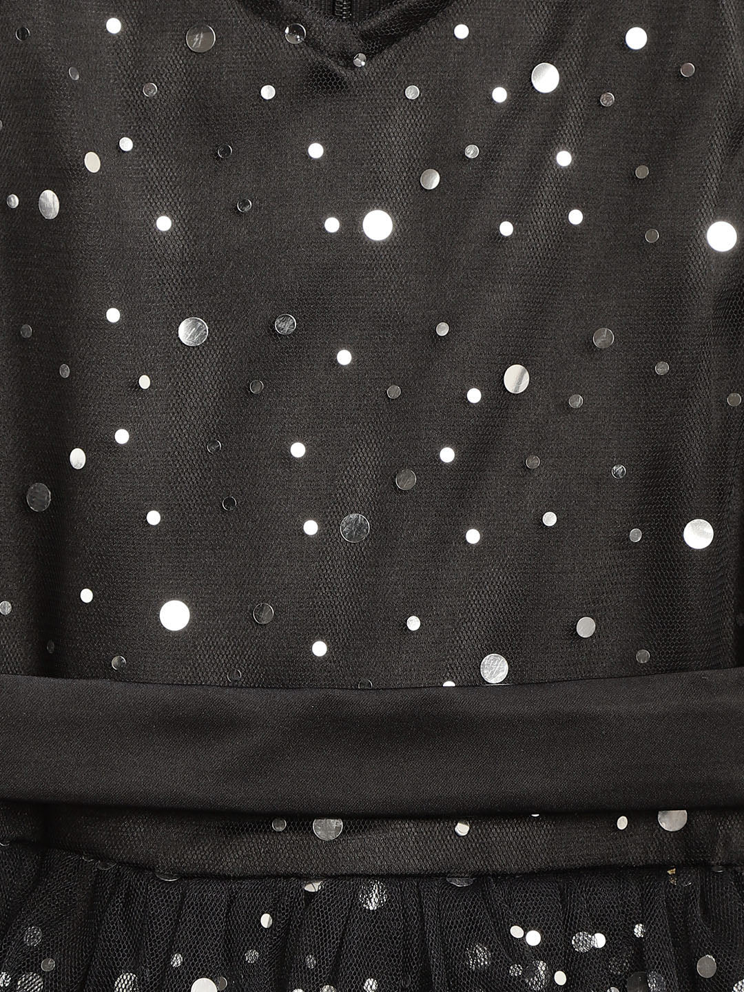 Girls Black Net Embellished Party Dress