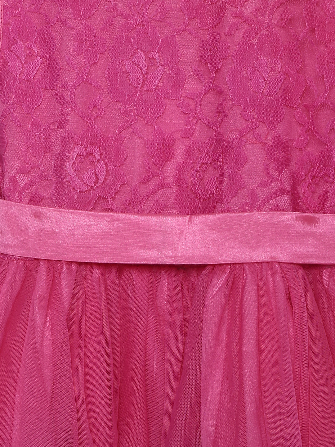 Girls Pink Polyester Printed Asymetrical Hemline Dress