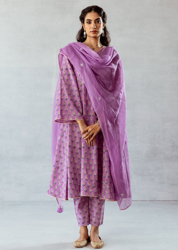 Grape-Wine-Cotton-Printed-Anarkali-Set