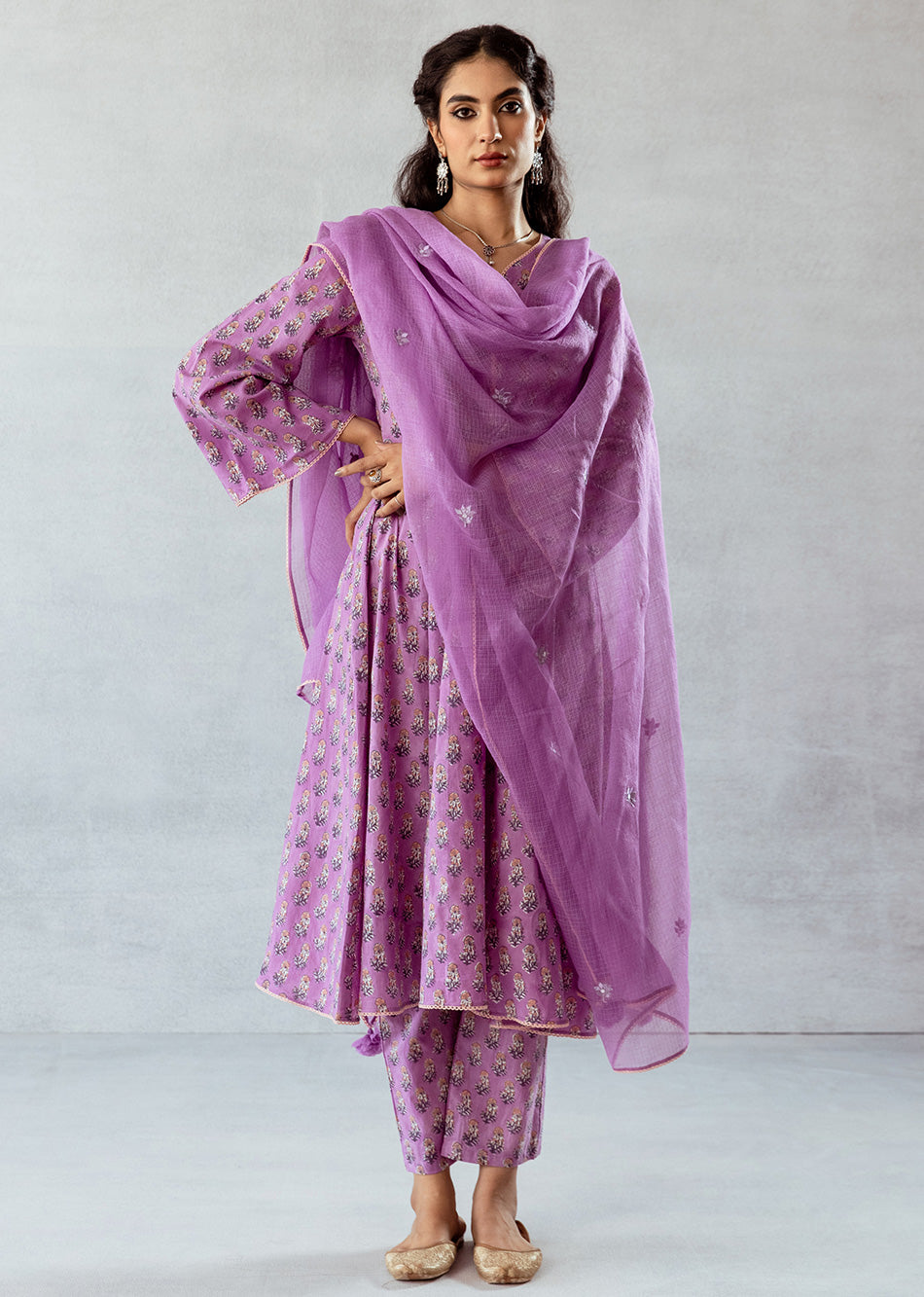 Grape-Wine-Cotton-Printed-Anarkali-Set