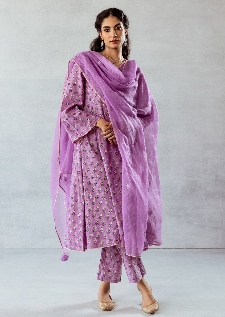 Grape-Wine-Cotton-Printed-Anarkali-Set