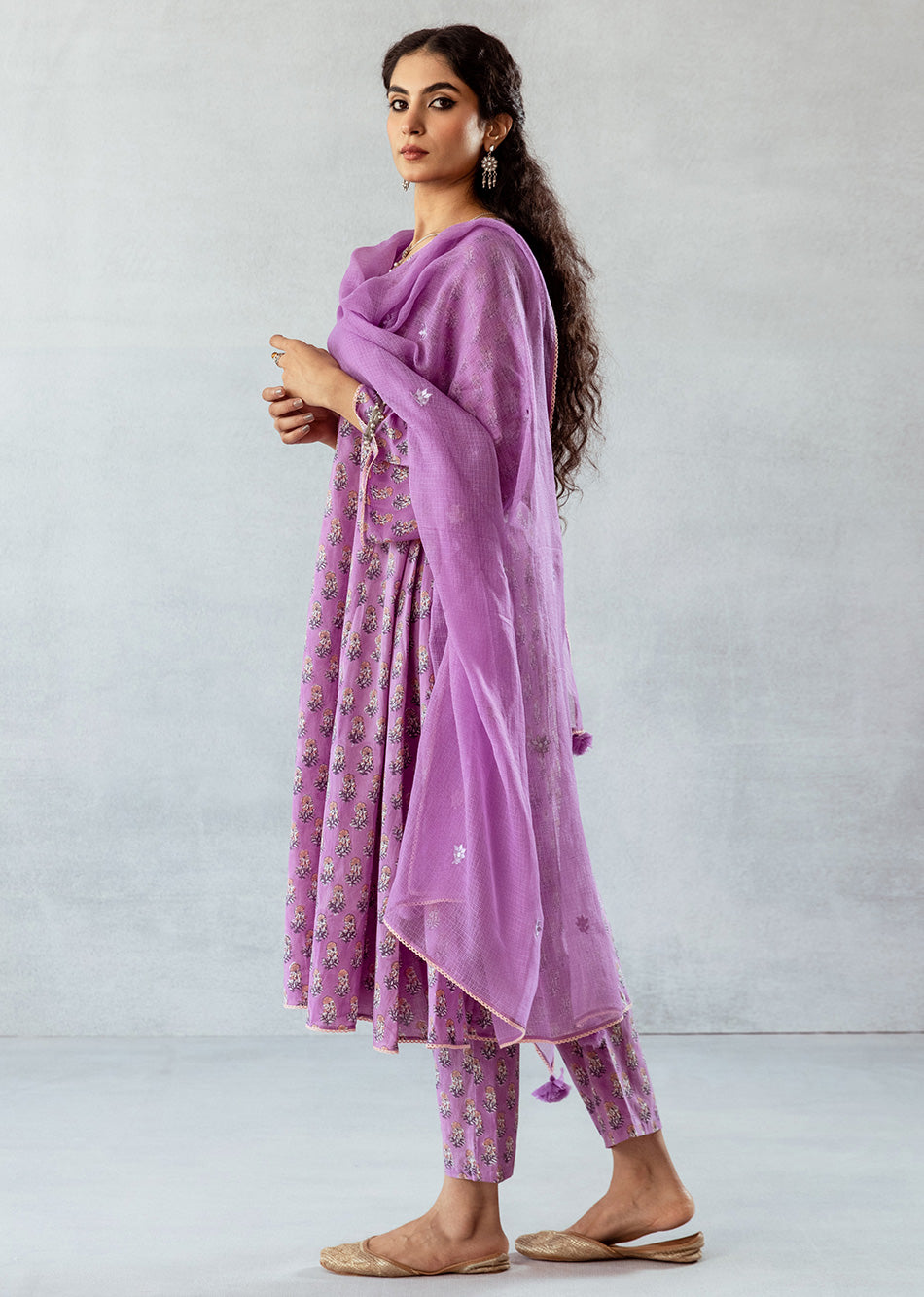 Grape-Wine-Cotton-Printed-Anarkali-Set