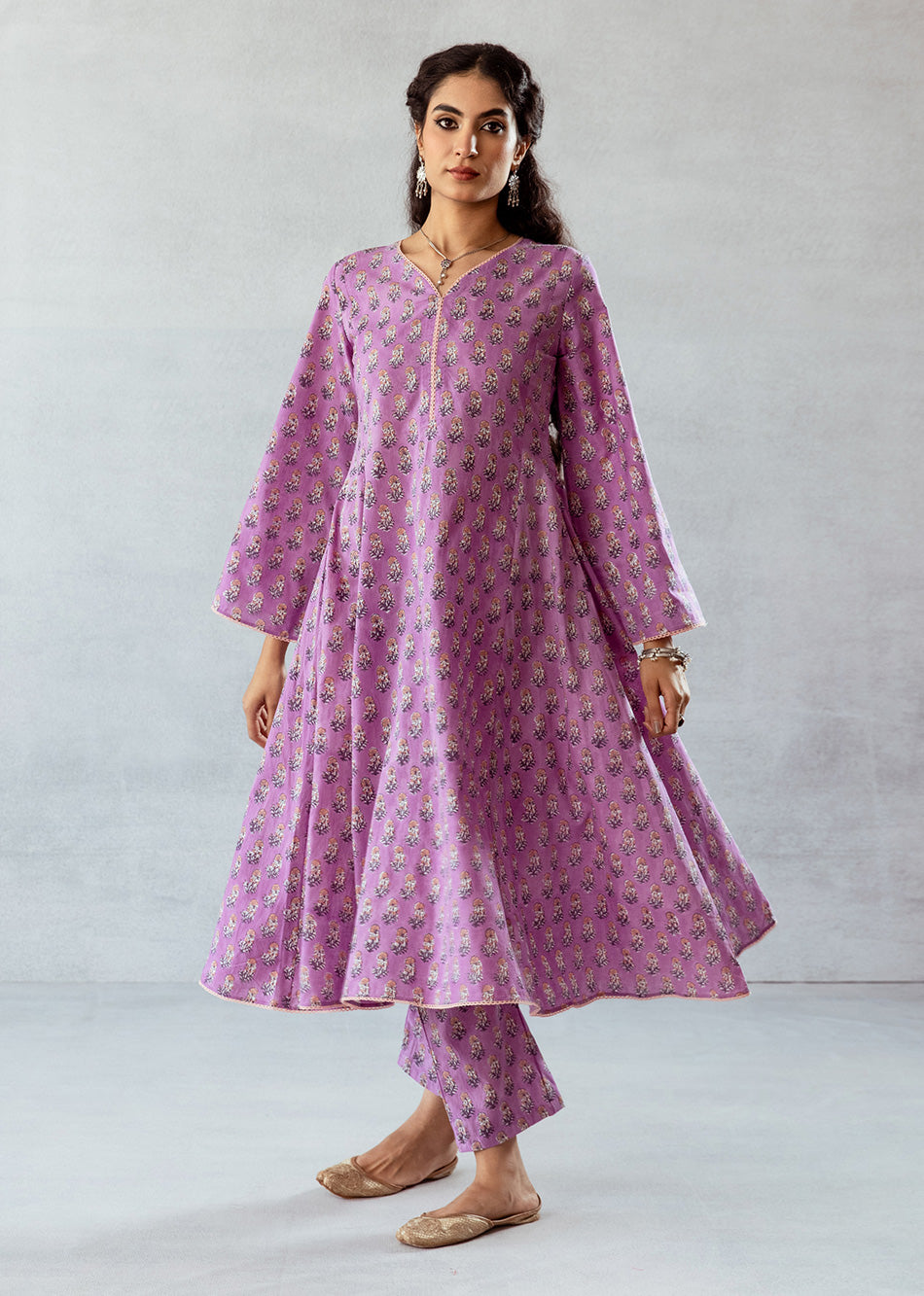 Grape-Wine-Cotton-Printed-Anarkali-Set