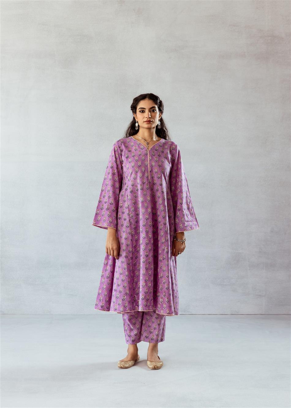 Grape-Wine-Cotton-Printed-Anarkali-Set