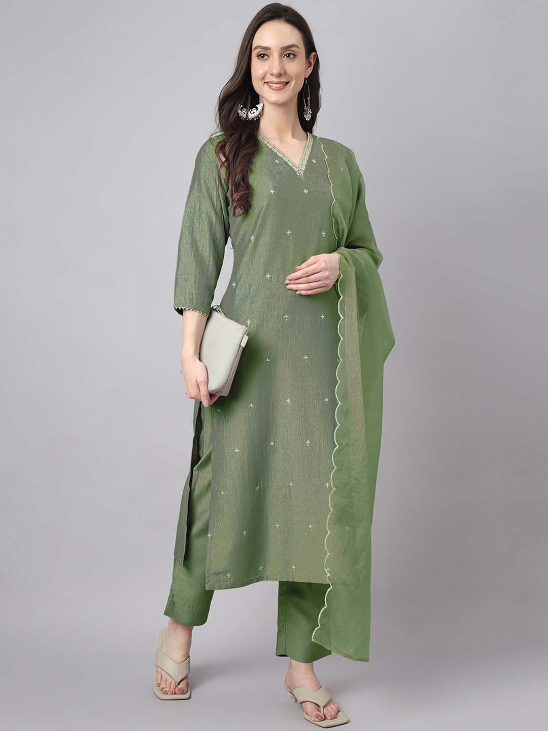 Green-Chinnon-Regular-3-Piece-Kurta-Set