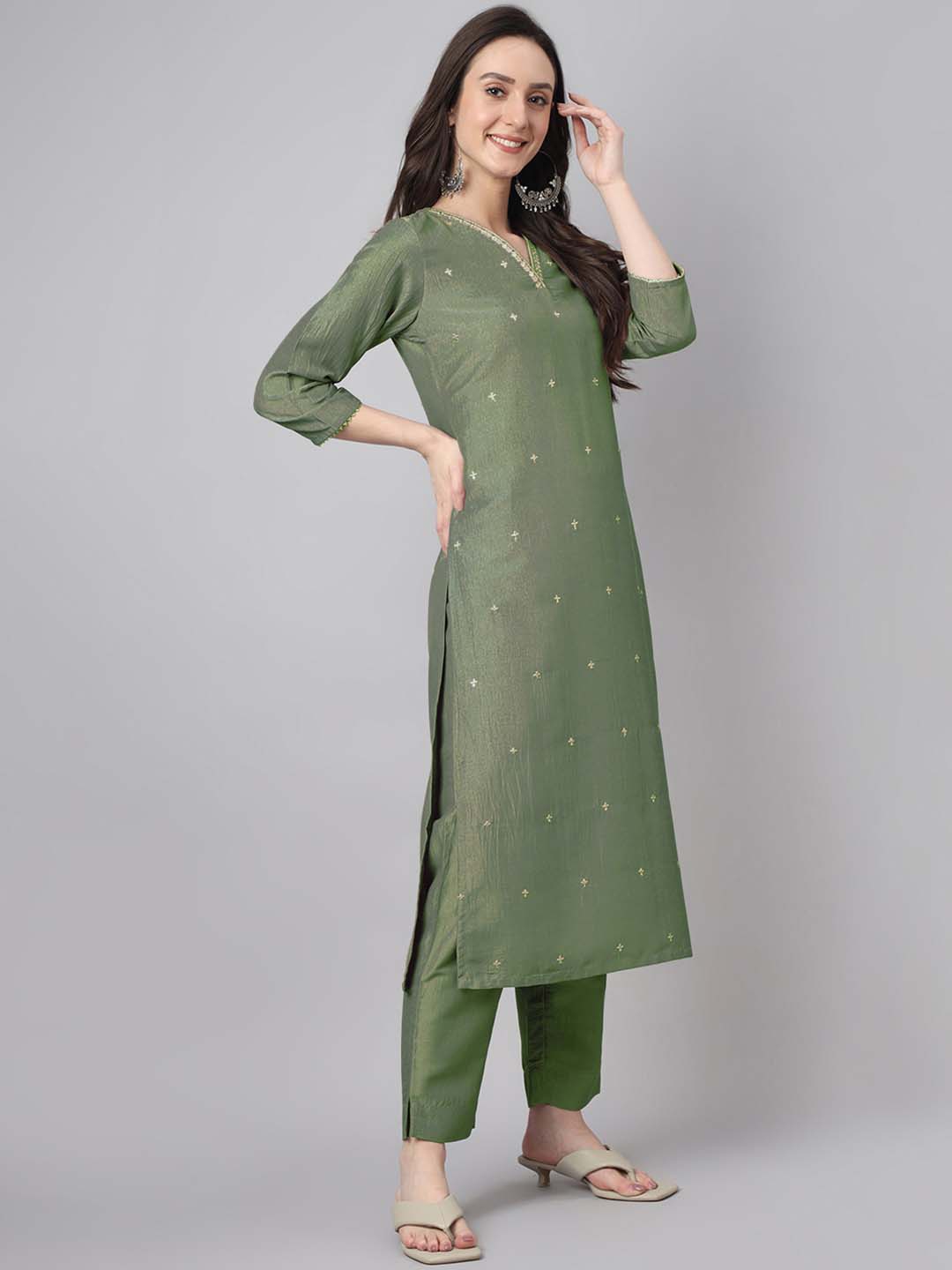 Green-Chinnon-Regular-3-Piece-Kurta-Set