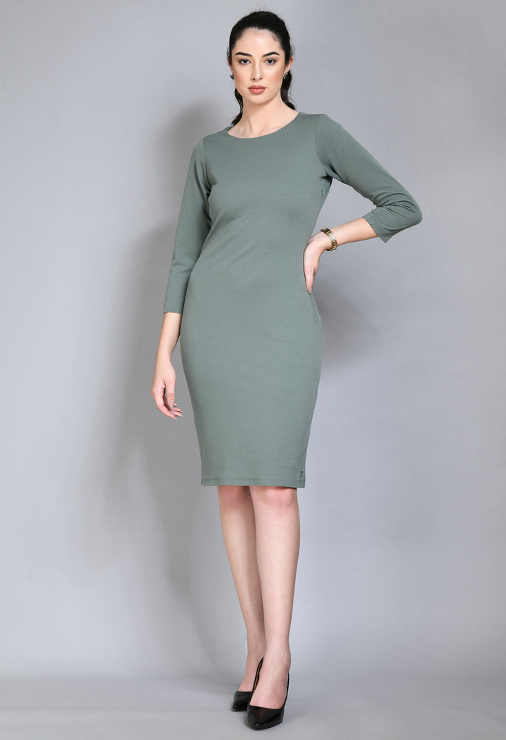 Green-Cotton-Blend-Boldness-Body-Con-Dress