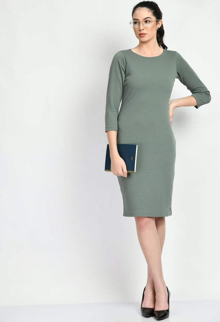 Green-Cotton-Blend-Boldness-Body-Con-Dress