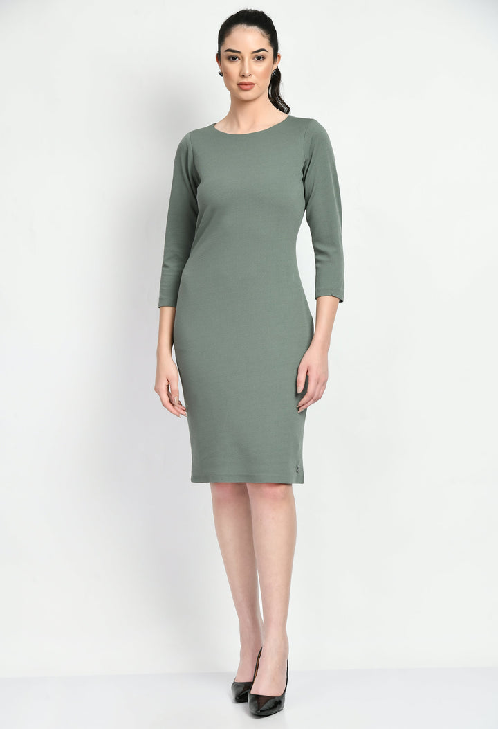 Green-Cotton-Blend-Boldness-Body-Con-Dress