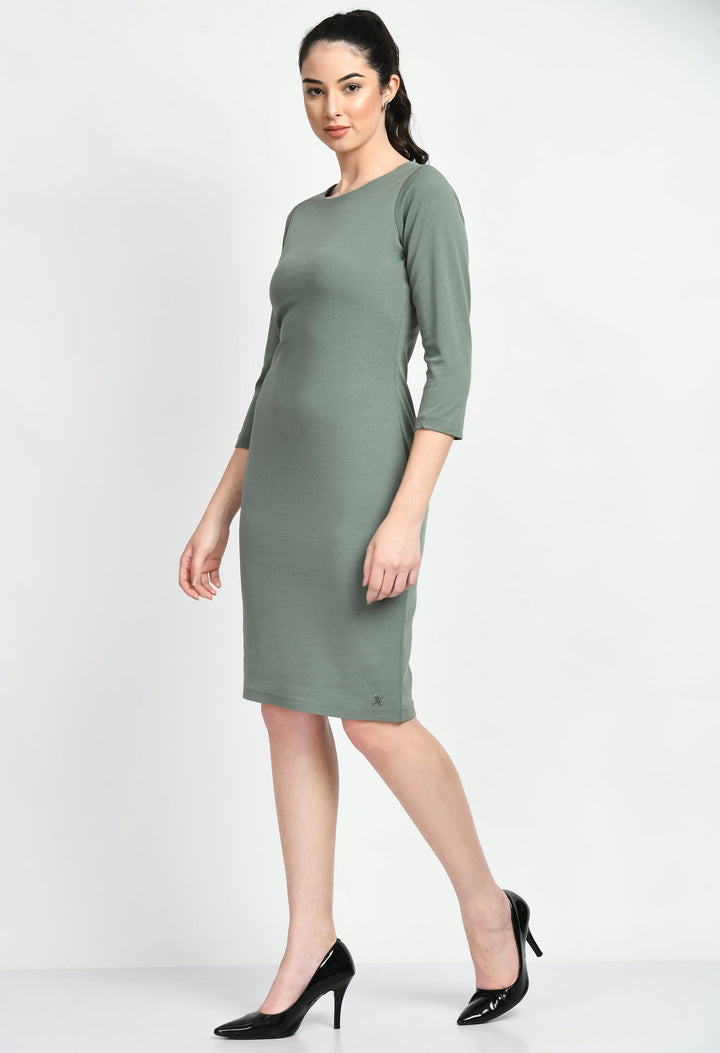 Green-Cotton-Blend-Boldness-Body-Con-Dress