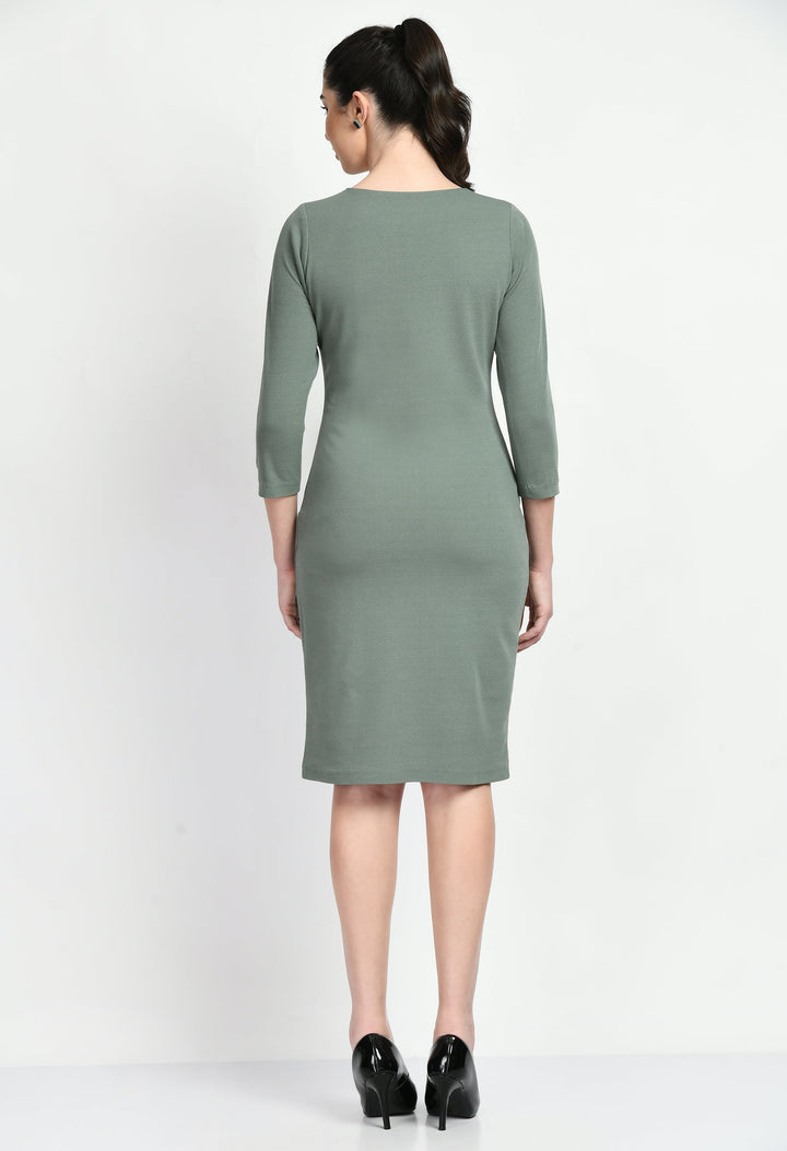 Green-Cotton-Blend-Boldness-Body-Con-Dress