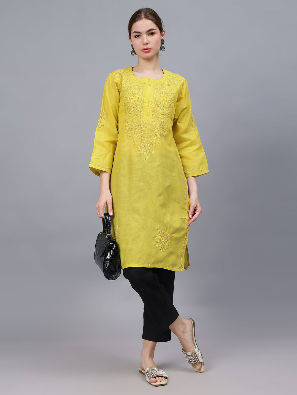 Green-Cotton-Embroidered-Chikankari-Kurti