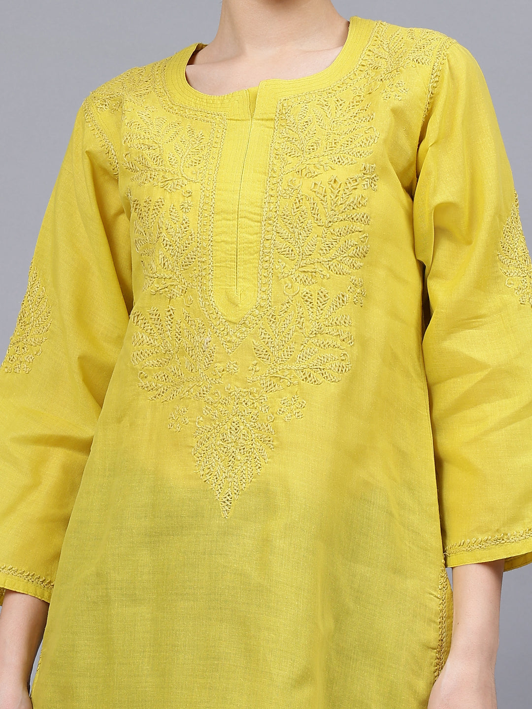 Green-Cotton-Embroidered-Chikankari-Kurti