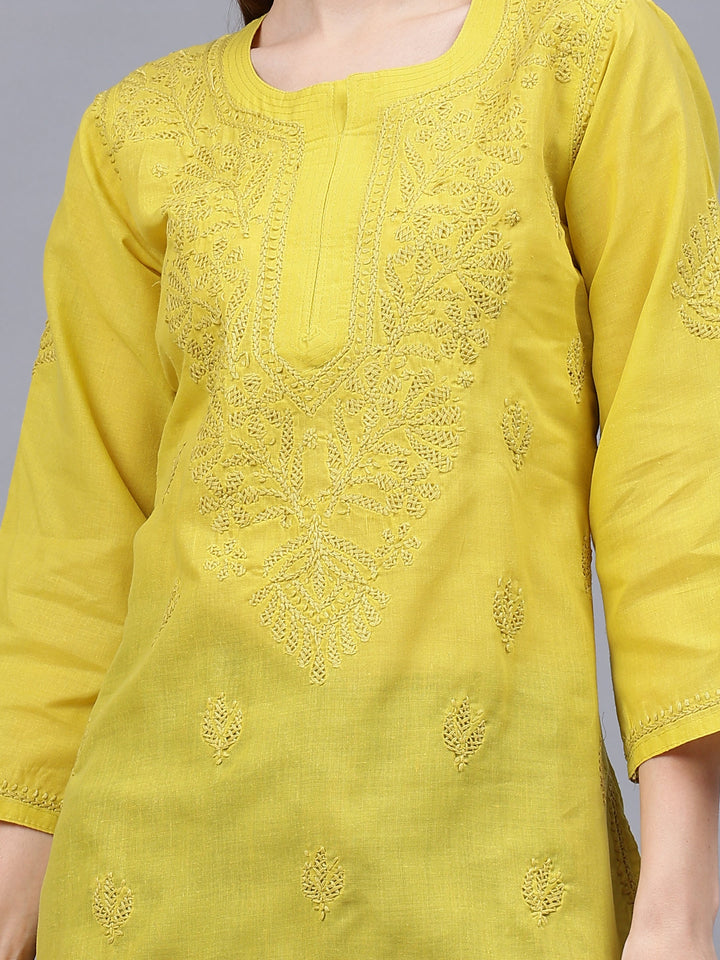 Green-Cotton-Embroidered-Chikankari-Tunic