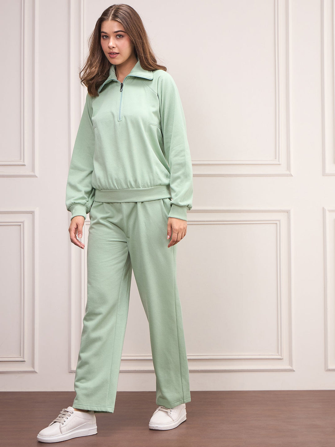 Green-Fleece-Solid-Tracksuit-Set