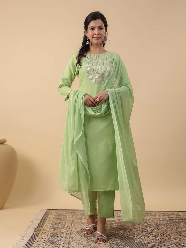 Green-Magics-Slub-Straight-3-Piece-Kurta-Set