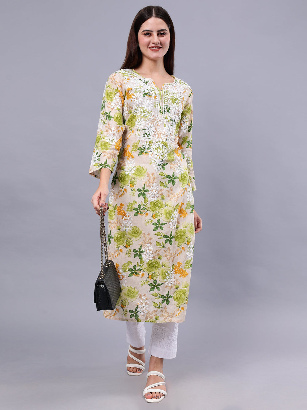 Green-Mulmul-Embroidered-Chikankari-Green-Kurti