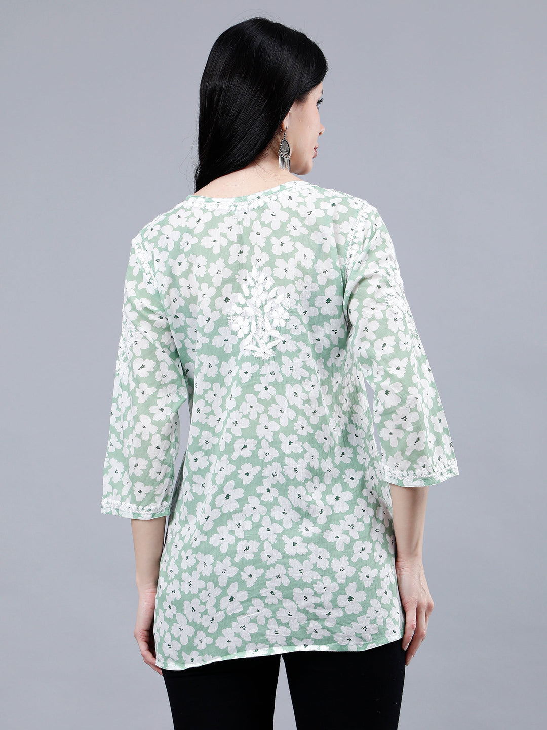 Green-Mulmul-Embroidered-Chikankari-Short-Tunic