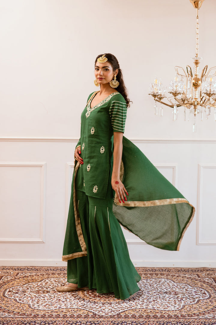 Green-Mulmul-Embroidered-Sharara-Set