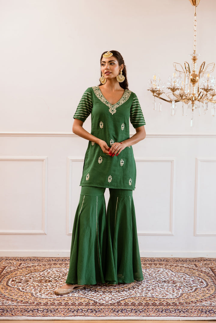 Green-Mulmul-Embroidered-Sharara-Set