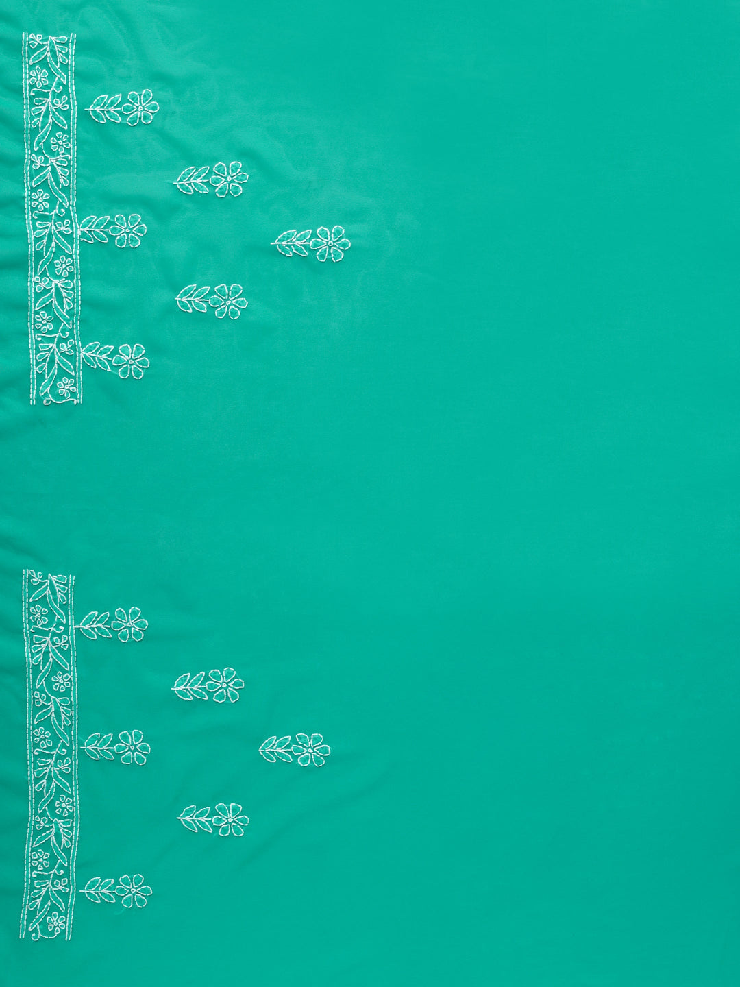 Green Poly Georgette Embroidered Chikankari Saree