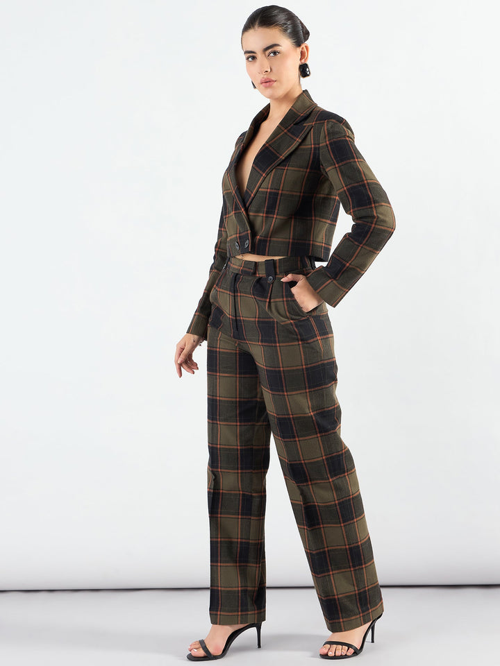 Green-Polyester-Checkered-Warm-Crop-Blazer-&-Trouser