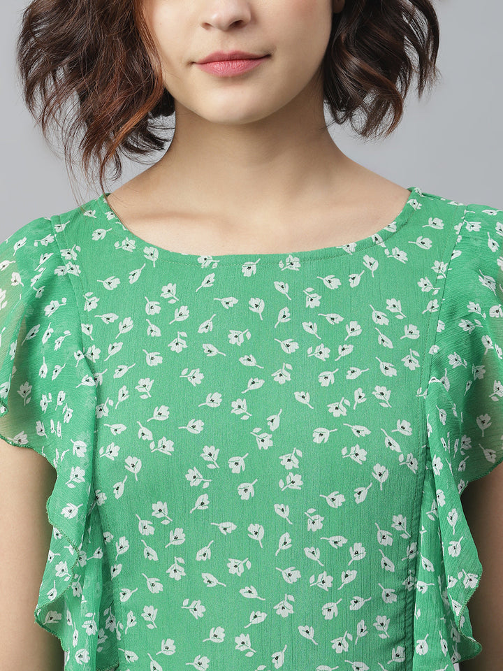 Green-Polyester-Printed-Maxi-Dress