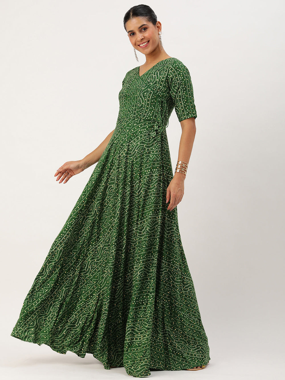 Green-Rayon-Bandhani-Printed-Angarkha-Gown