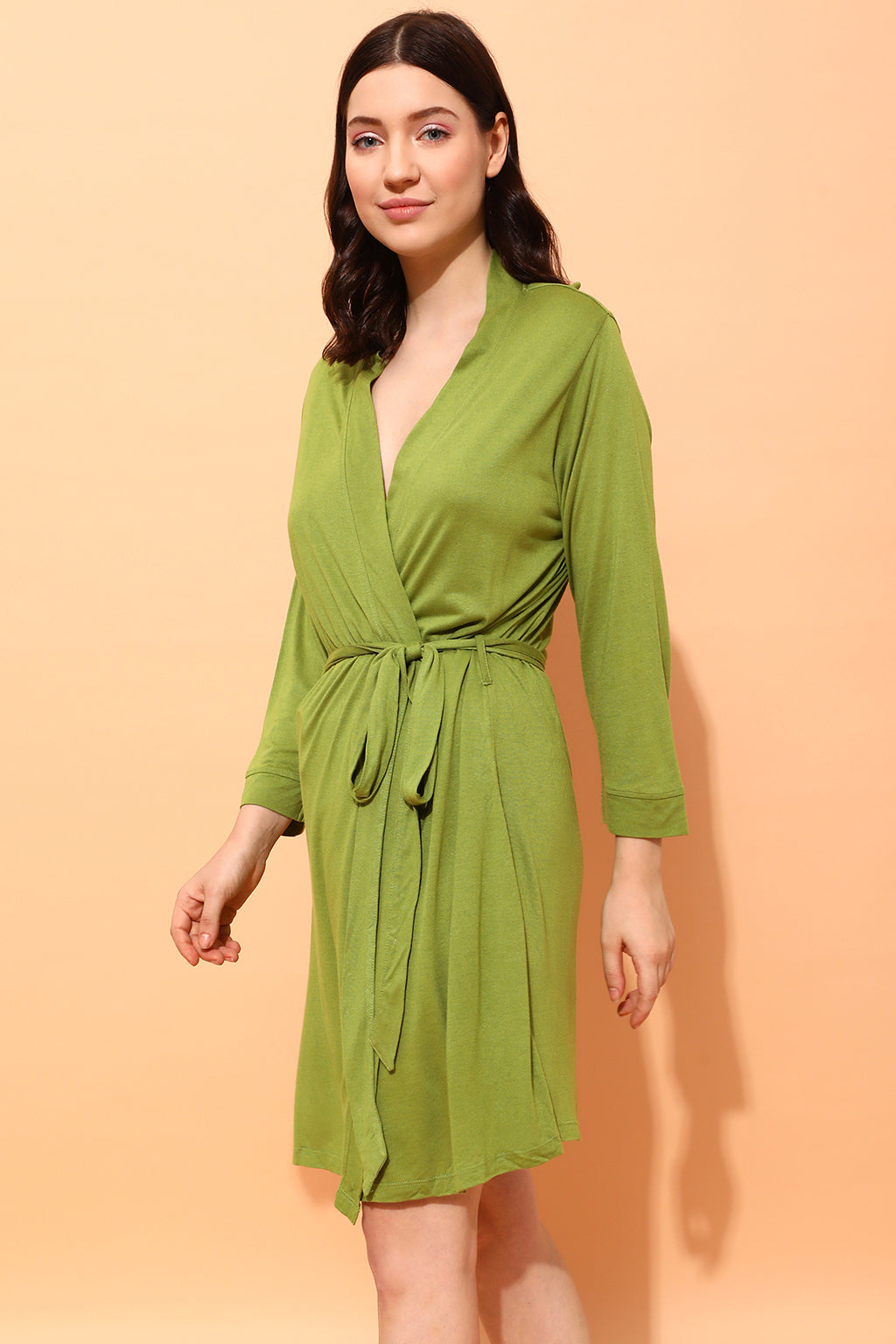 Green-Viscose-Chic-Basic-Robe-In-Cobalt