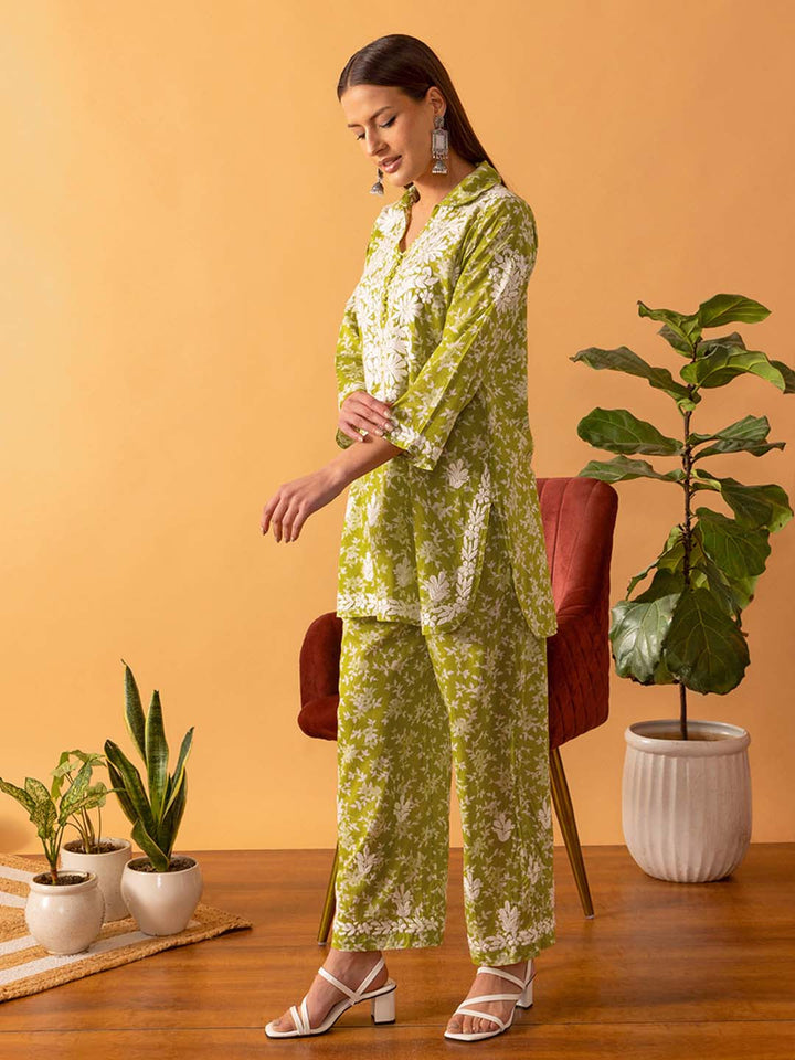 Green-&-White-Chanderi-Cotton-Chikankari-Co-Ord-Sets