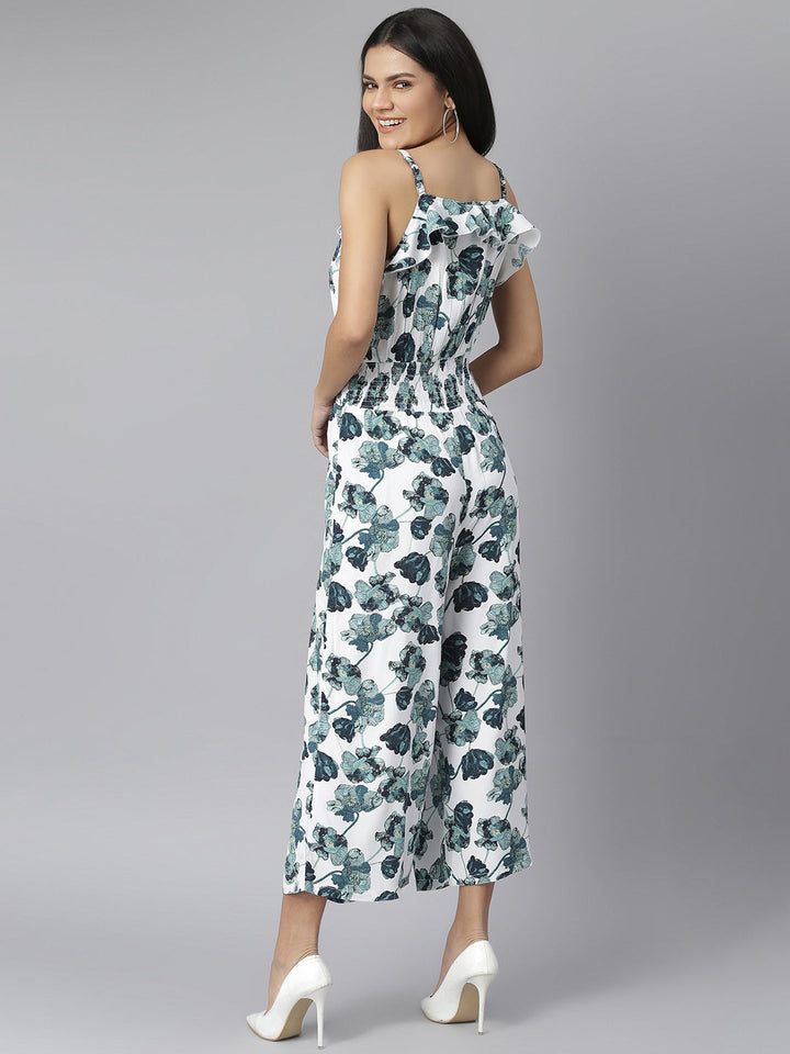 Green-&-White-Polyester-Jumpsuit-With-Slit-Pants