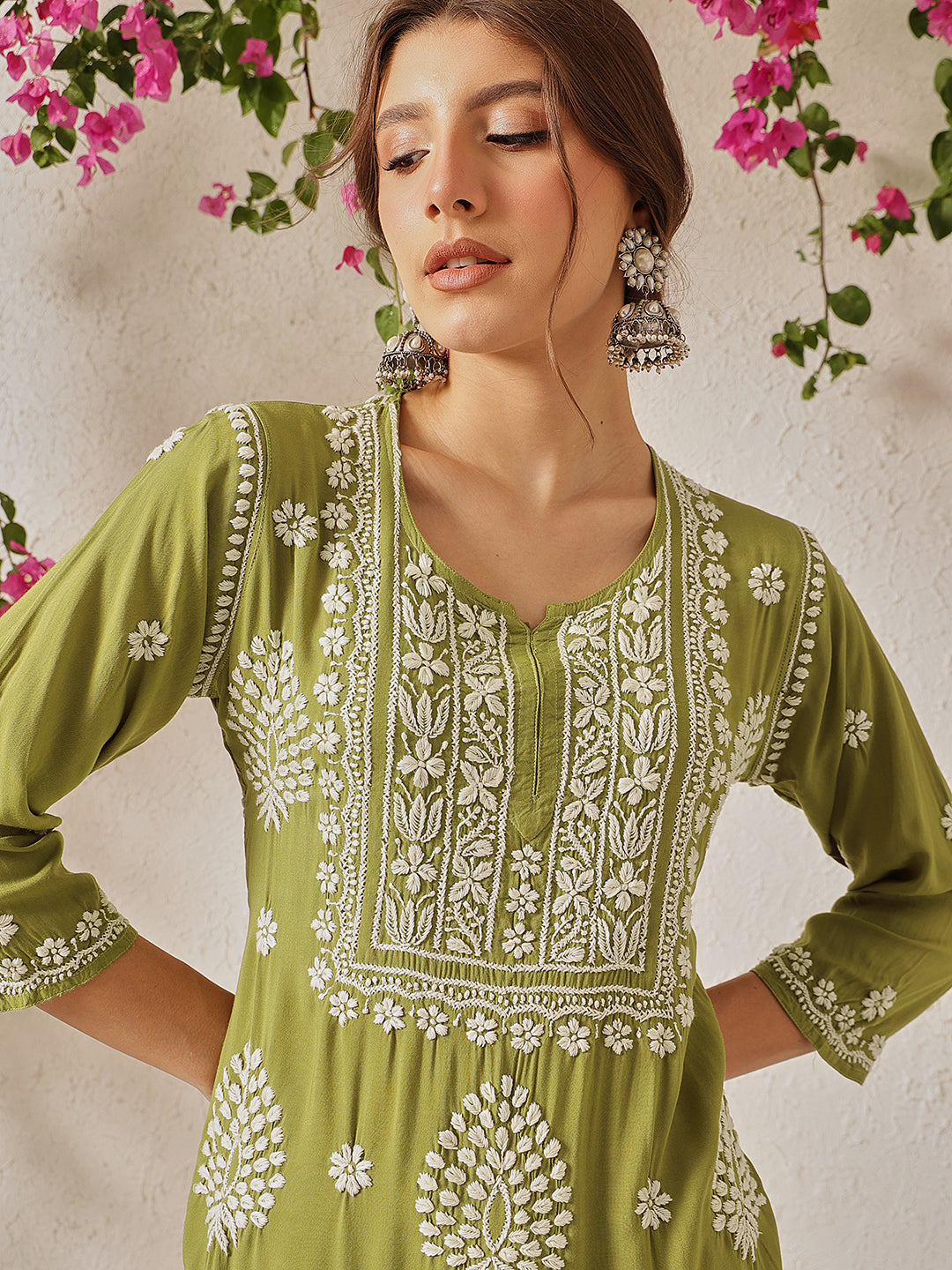 Green-Cotton-Blend-Embroidered-2-Piece-Sharara-Set